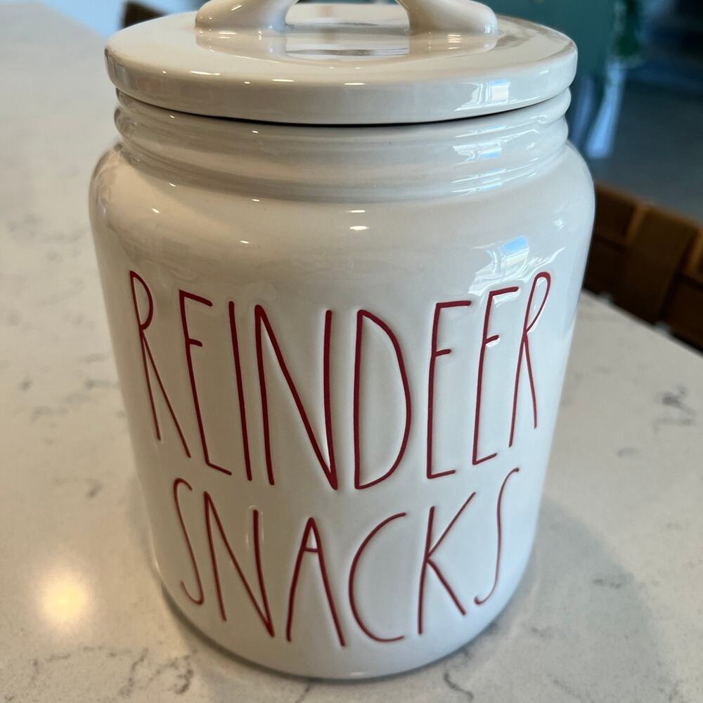 Rae Dunn Reindeer Snacks Canister
